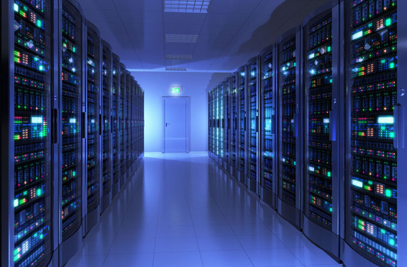 Modern interior of server room in datacenter